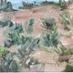 Painting, oil on canvas, landscape, sunset, signed Guerin