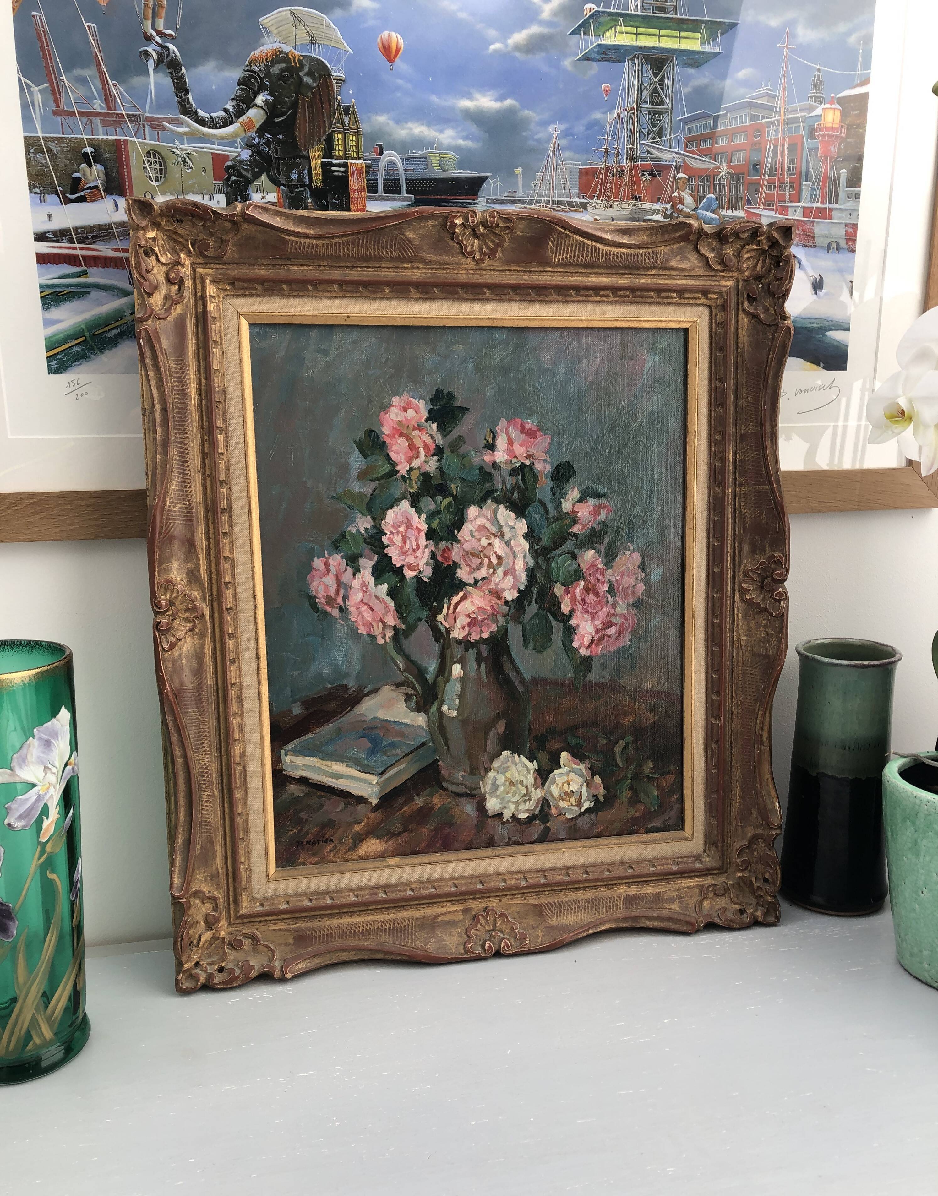 Still life bouquet of flowers oil painting