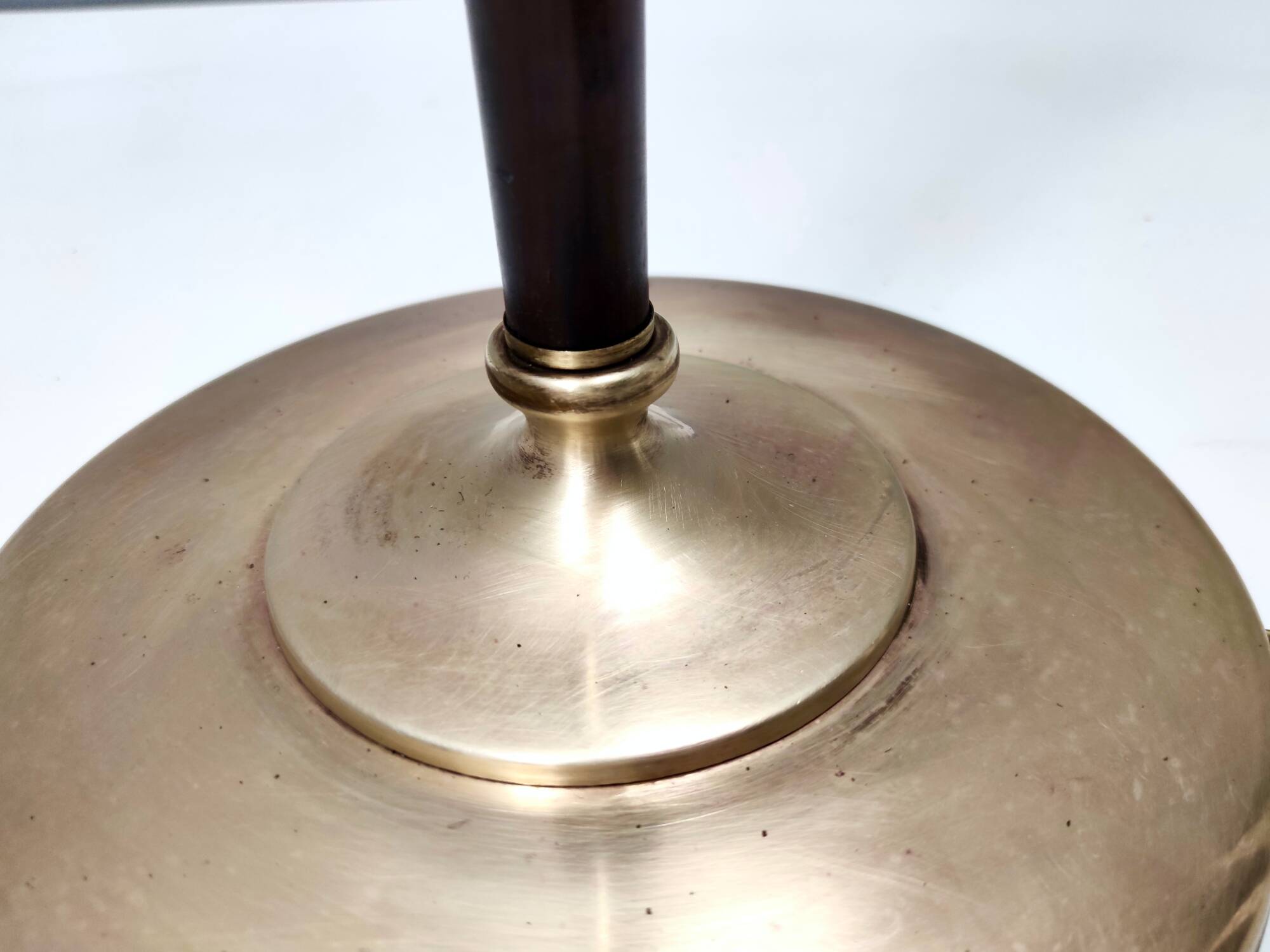 Elegant Glass, Beech and Brass Floor Lamp, Italy