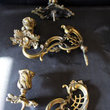 Pair of antique French Bronze Piano sconce, candleholders, signed L Pinet 102, rococo empire regency