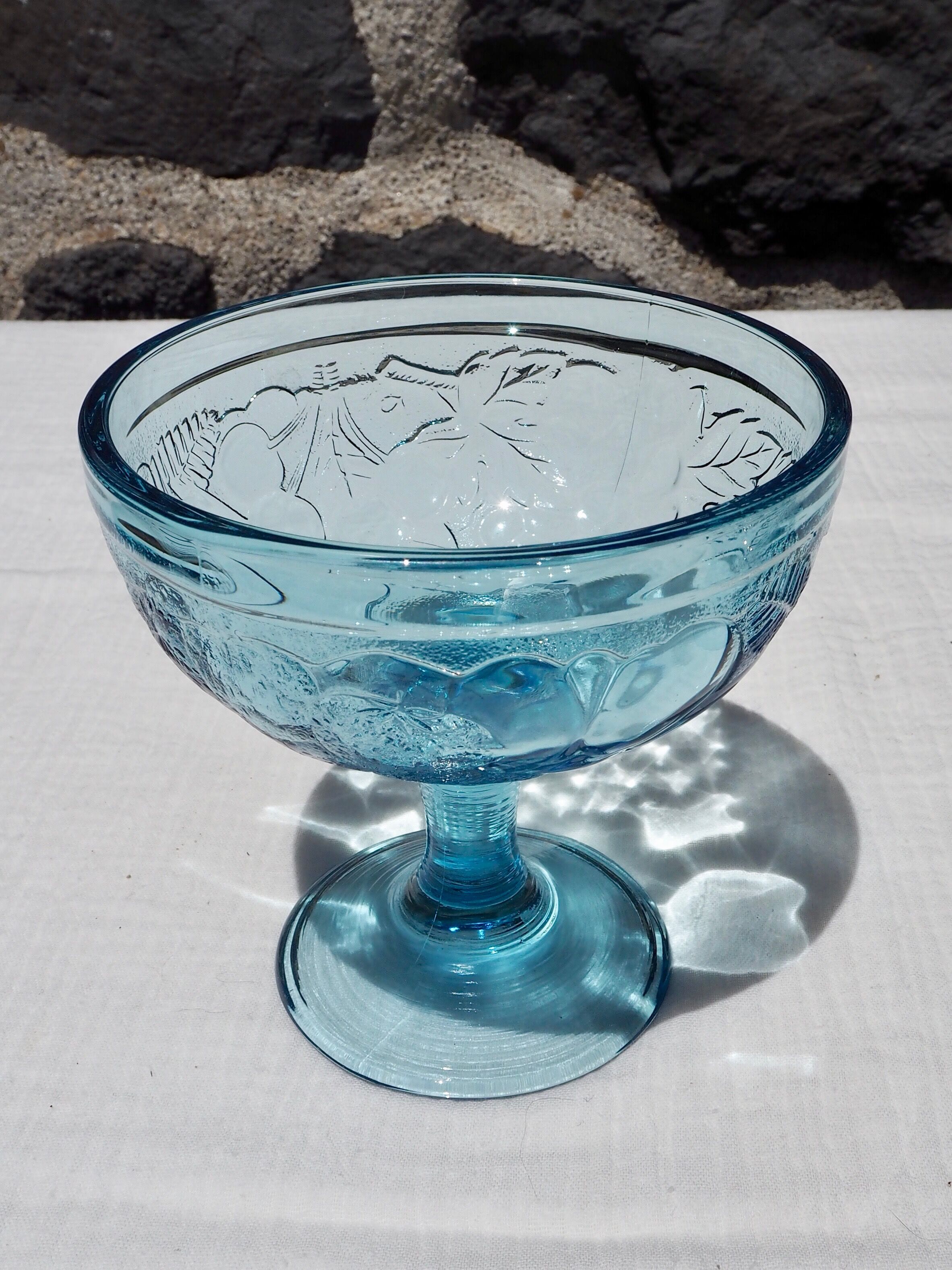 Set de 6 coupes à glaces en verre bleu