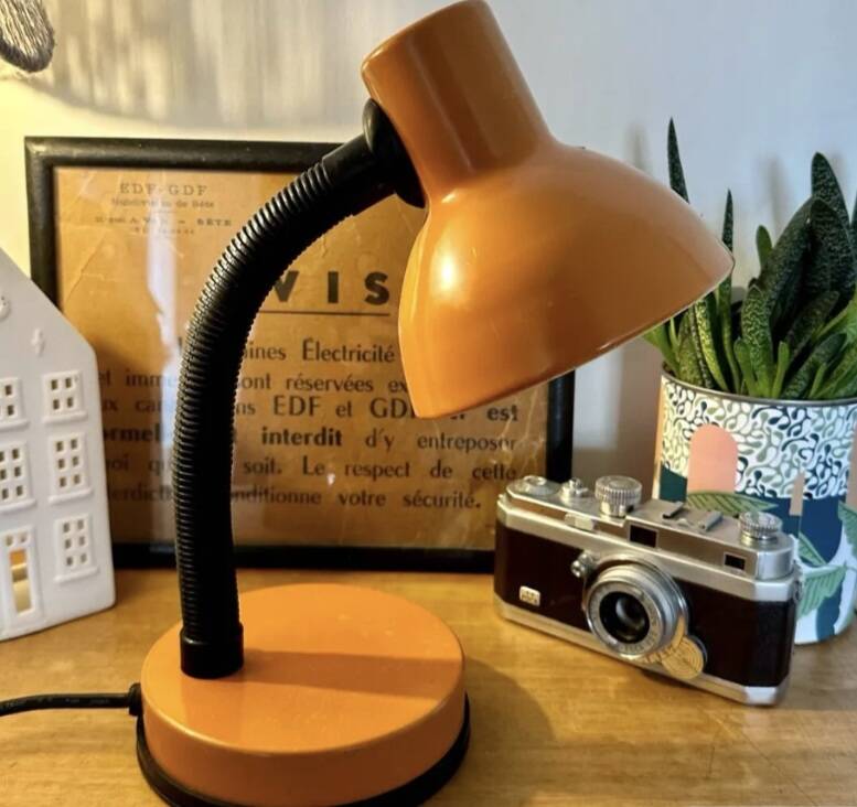 Vintage articulated desk lamp, orange