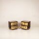 Aldo Frigerio Italian Walnut Burl and Gold-Laminated Brass Bagdad Nightstands