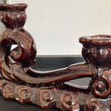 Pair of Art Deco candlesticks in glazed ceramic