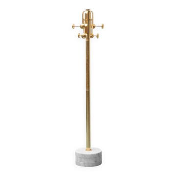 Freestanding coat rack in metal and marble base 1970s vintage modernism