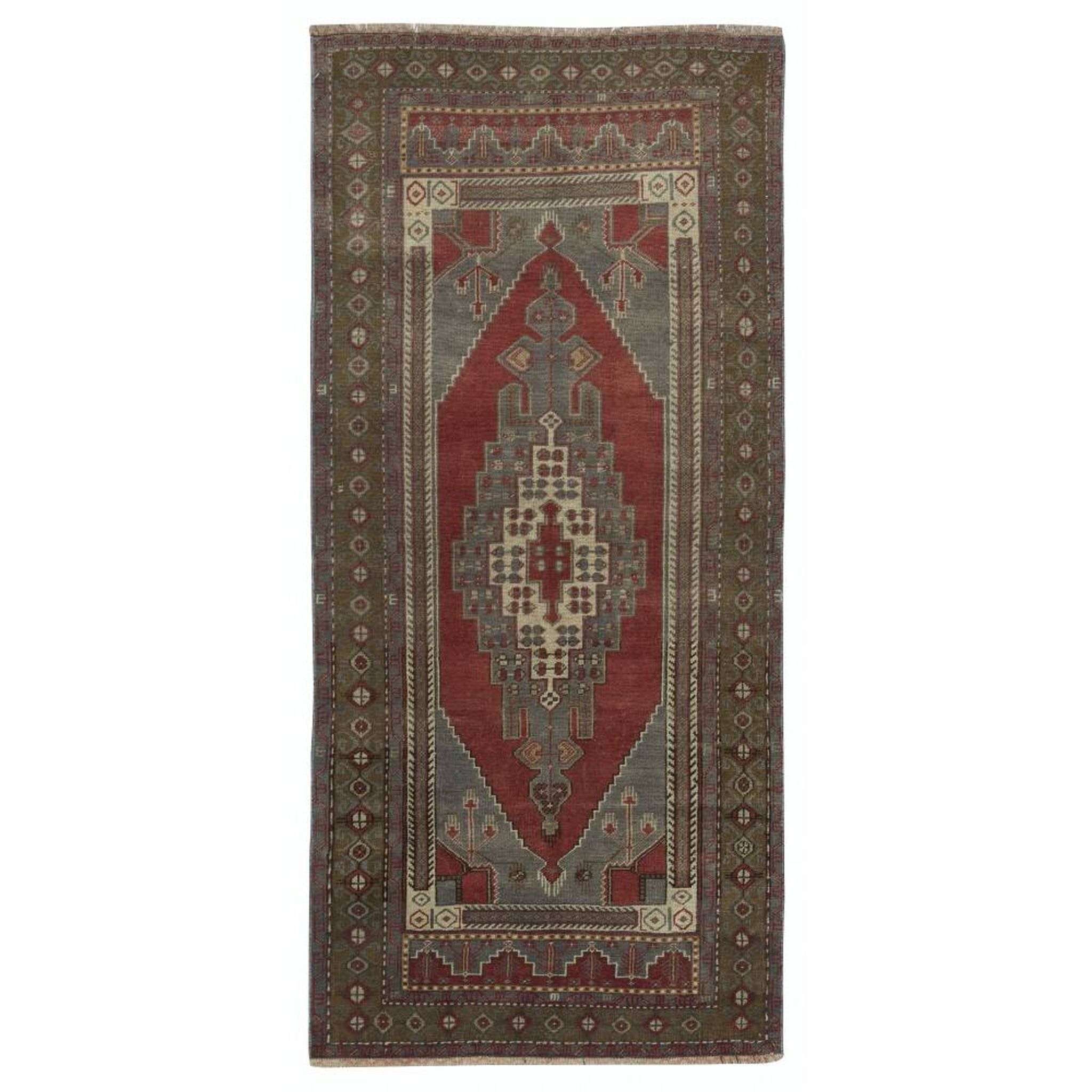 Vintage Turkish Oriental Rug. Ca 1960. One of a kind Handmade Tribal Rug. 100% Wool