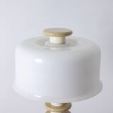 Lampadaire en bois laqué blanc et beige. Années 1980-90