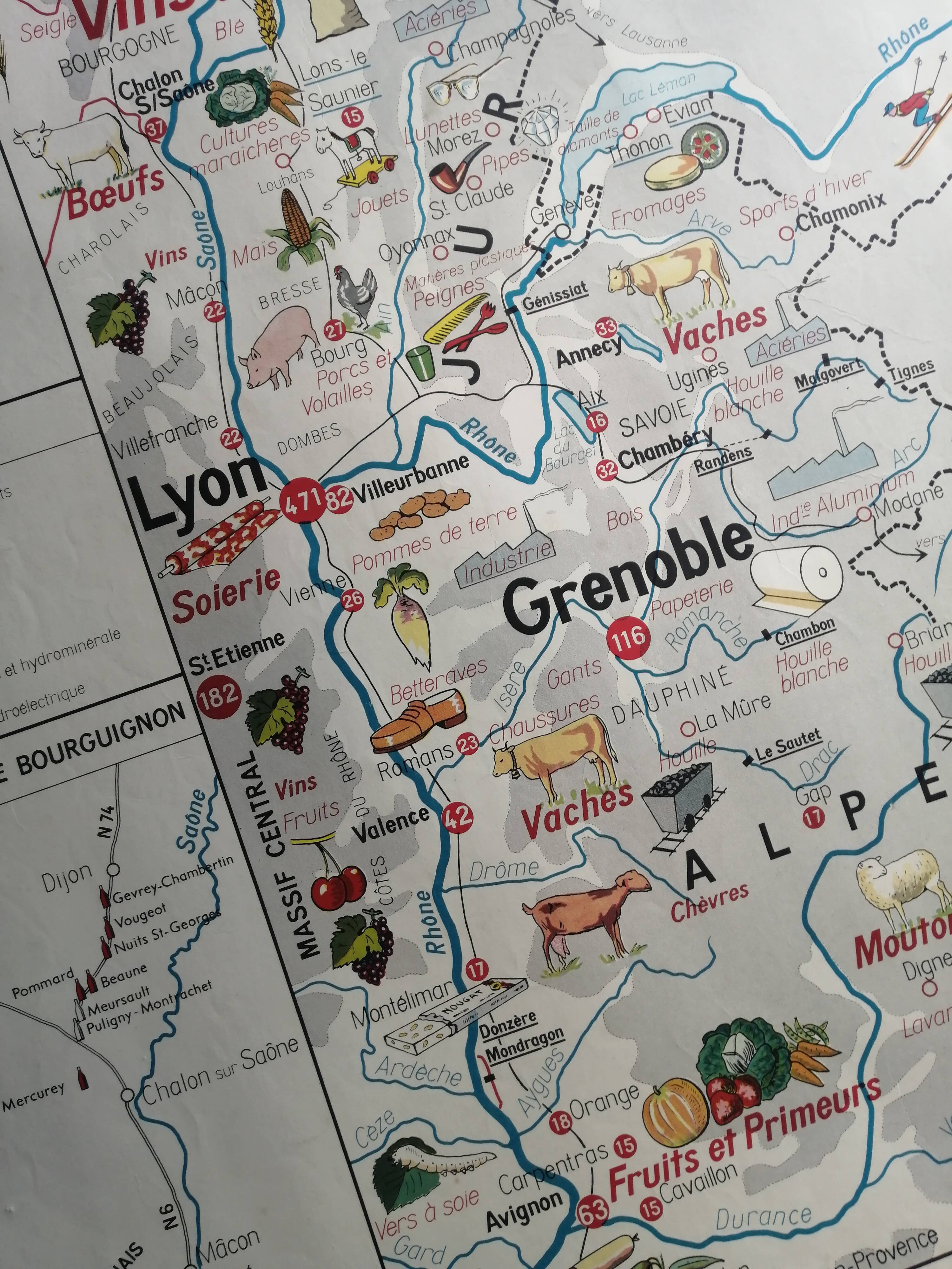 MDI Economic Map Poster - Pyrenees, Aquitaine Basin, Alps and Jura