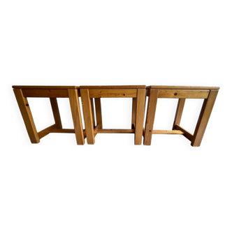 Set of 3 solid wood stools – Rustic mountain design