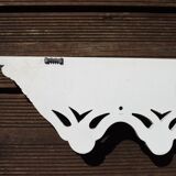 Vintage French White Shabby Chic 6 Peg Coat Rack with Shelf Cut-Out Detail