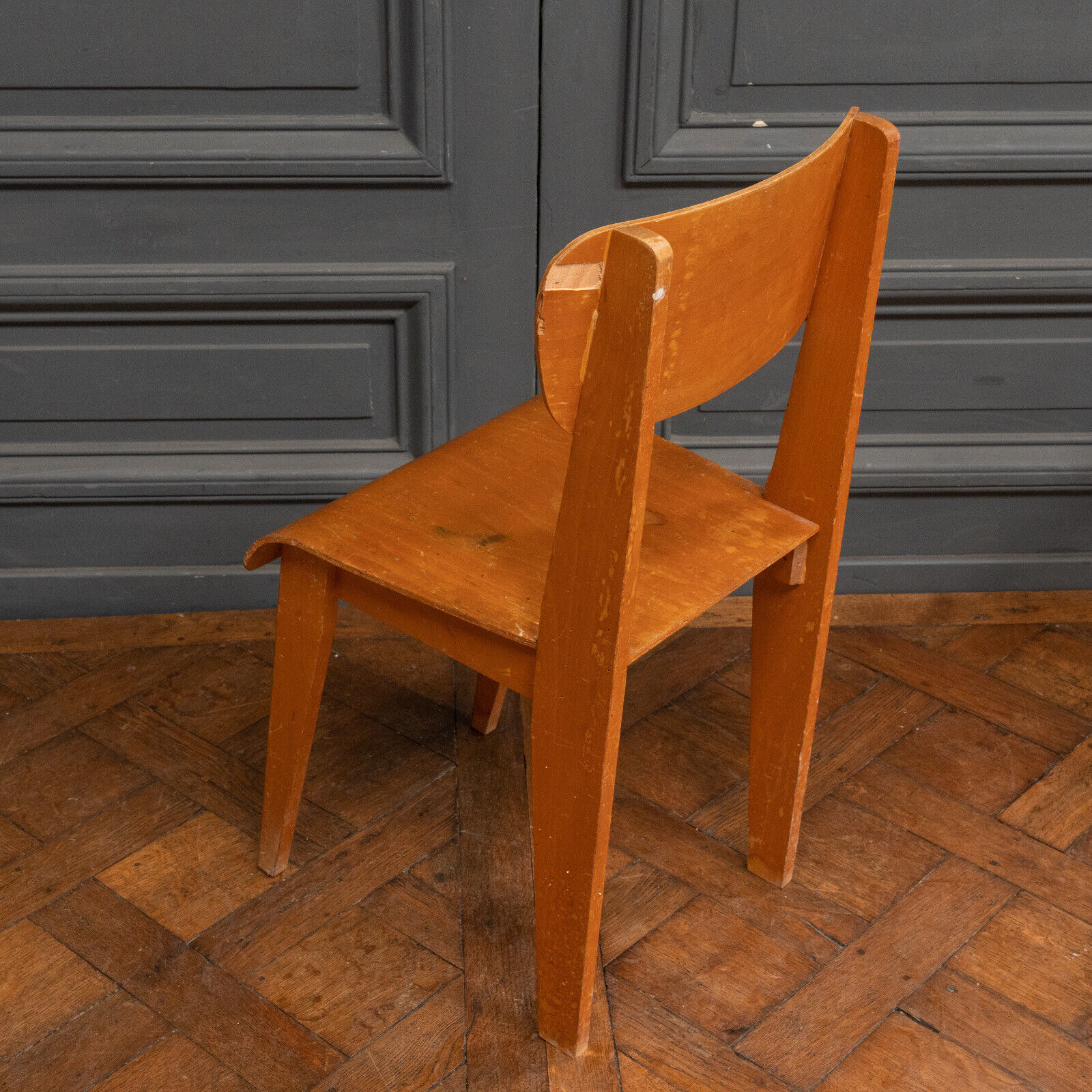Chaise en bois cintré 1960 bureau travail français