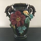 XL vase with floral decoration, slip
