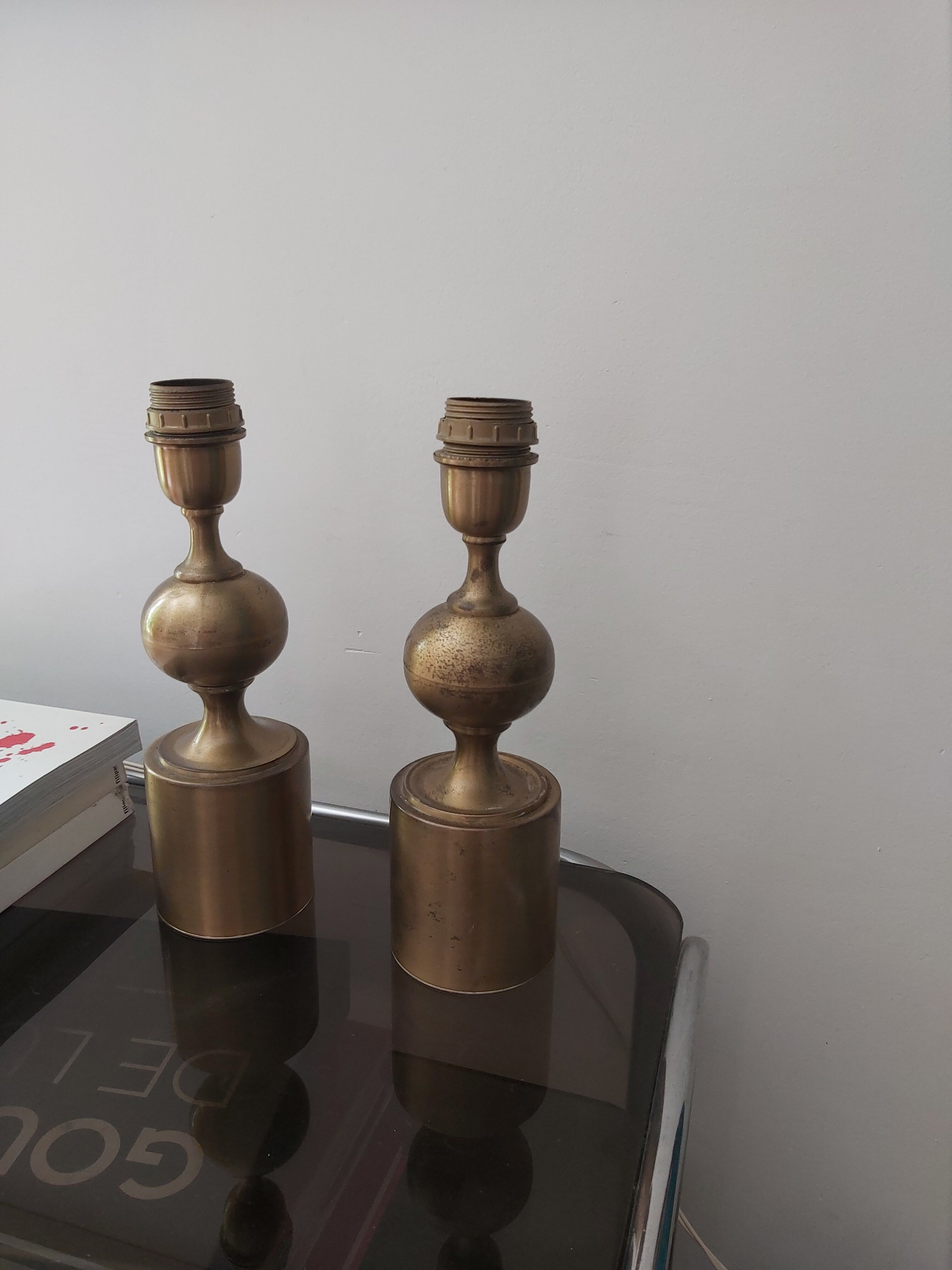 Pair of brass lamps 70s