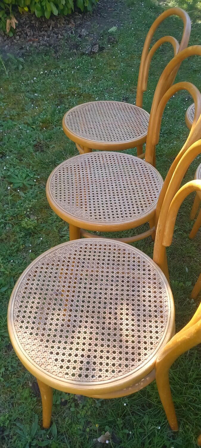 Set of 6 caned bistro chairs