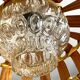 Scandinavian pendant light with wood veneer and bubble glass, 1970