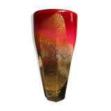 Murano vase in blown worm with original gold thread signed