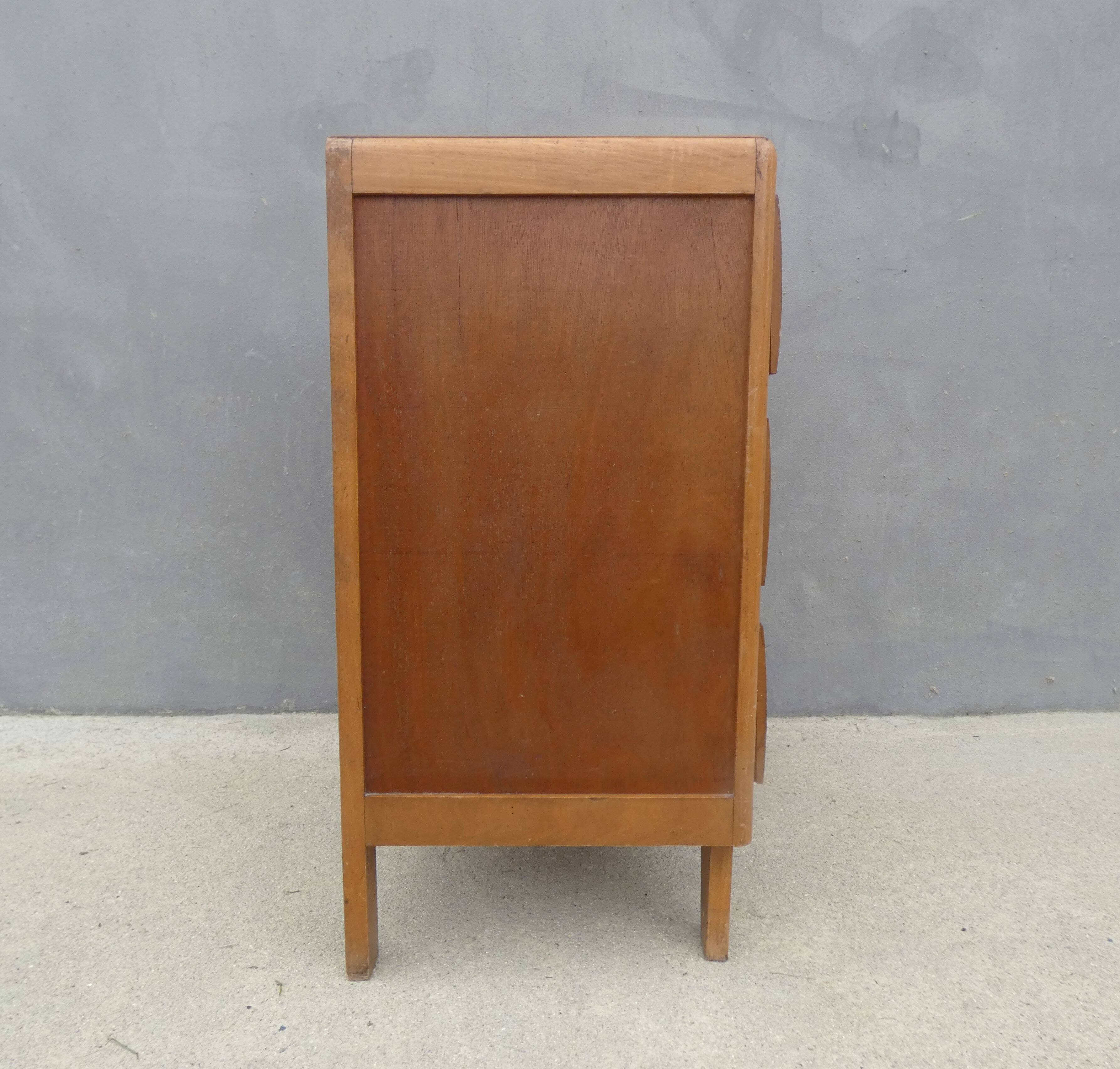 commode vintage en bois pieds compas