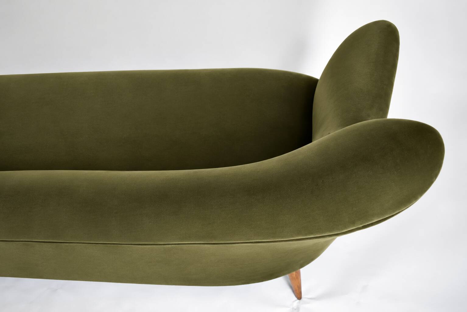 Vintage 1960s olive green velvet sofa – fully restored