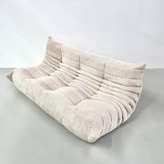 Togo sofa in beige corduroy attributed to Michel Ducaroy for Ligne Roset