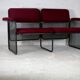 Black honeycomb steel sofa, burgundy fabrics, Italy, circa 1970