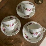 Set of 3 old cups earthenware Gien model Champs