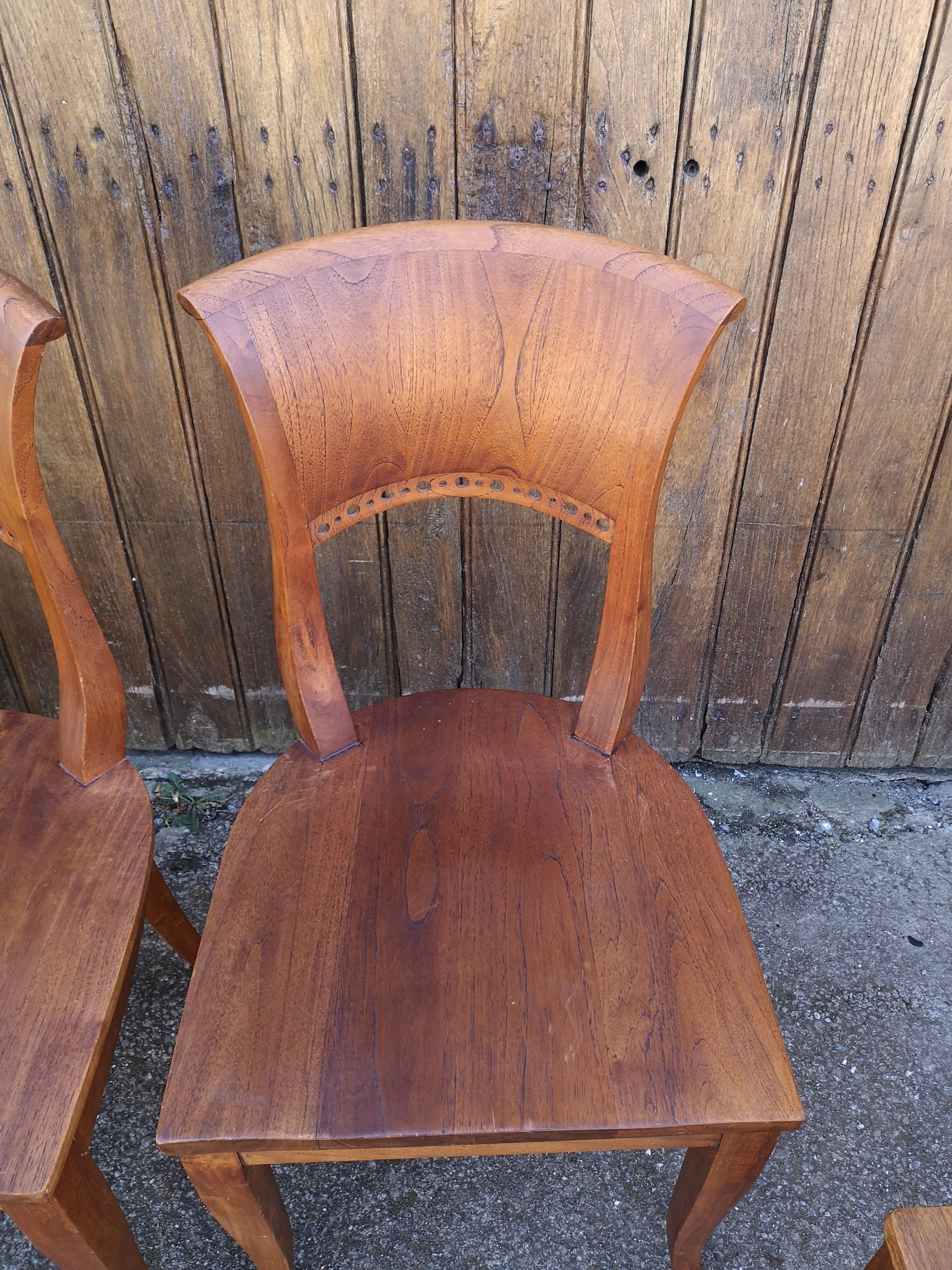 4 teak art deco style chairs