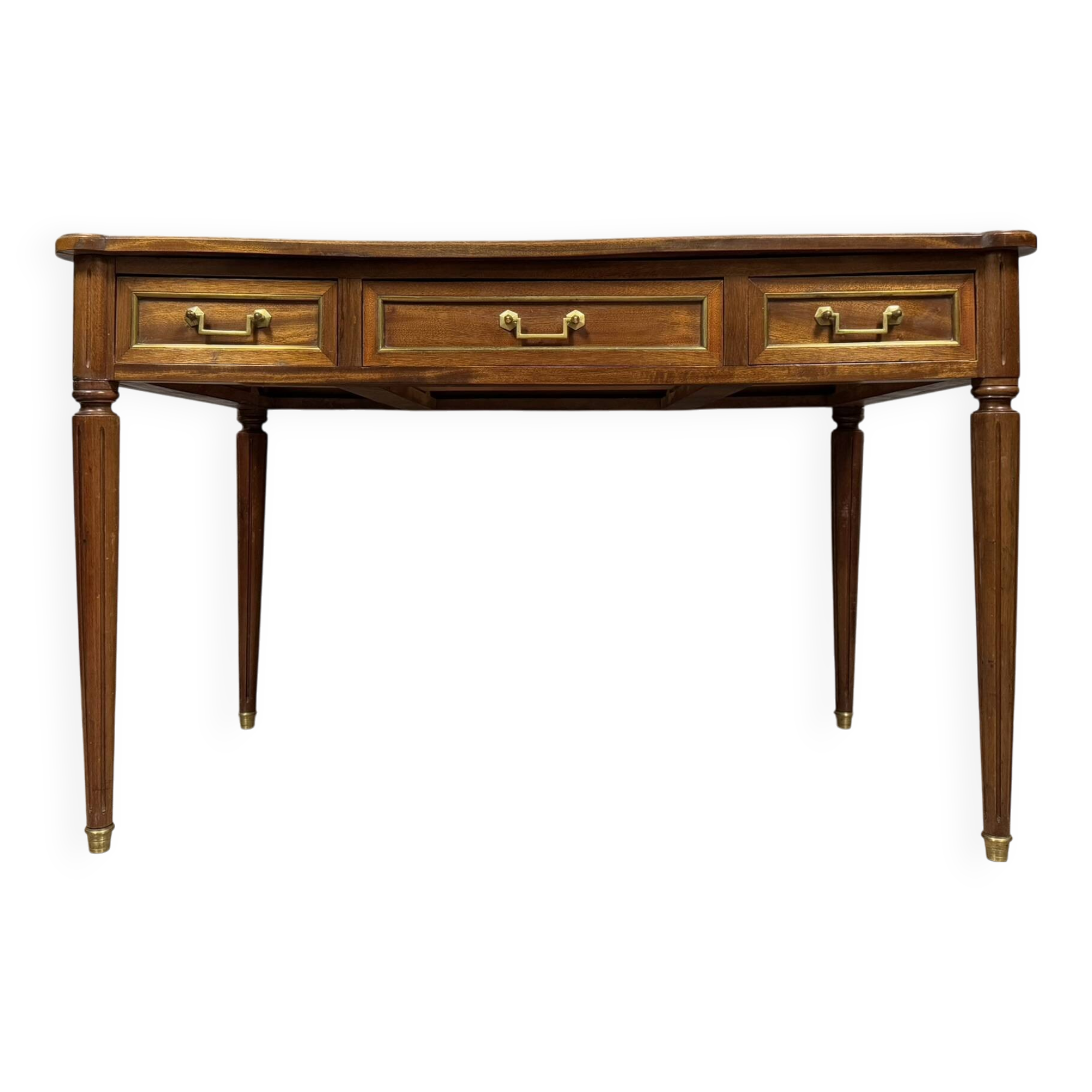 Louis XVI style desk in mahogany and copper reeds circa 1880