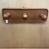 Triple coat rack in brown rattan