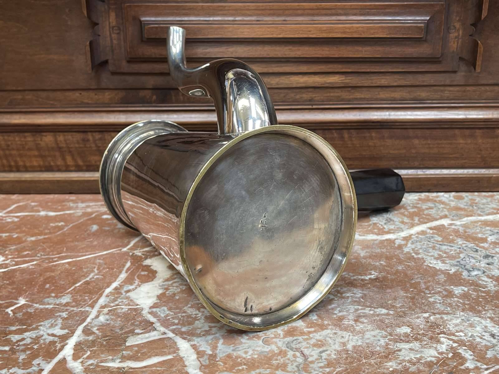 Napoleon III chocolate pot, late 19th century, in silver-plated metal