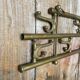 Vintage Wall Coat Rack Brass 7 Foldable Hooks #D748