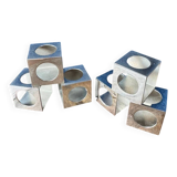 Set of 6 minimalist chrome steel candle holders from the 70s.