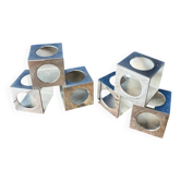 Set of 6 minimalist chrome steel candle holders from the 70s.