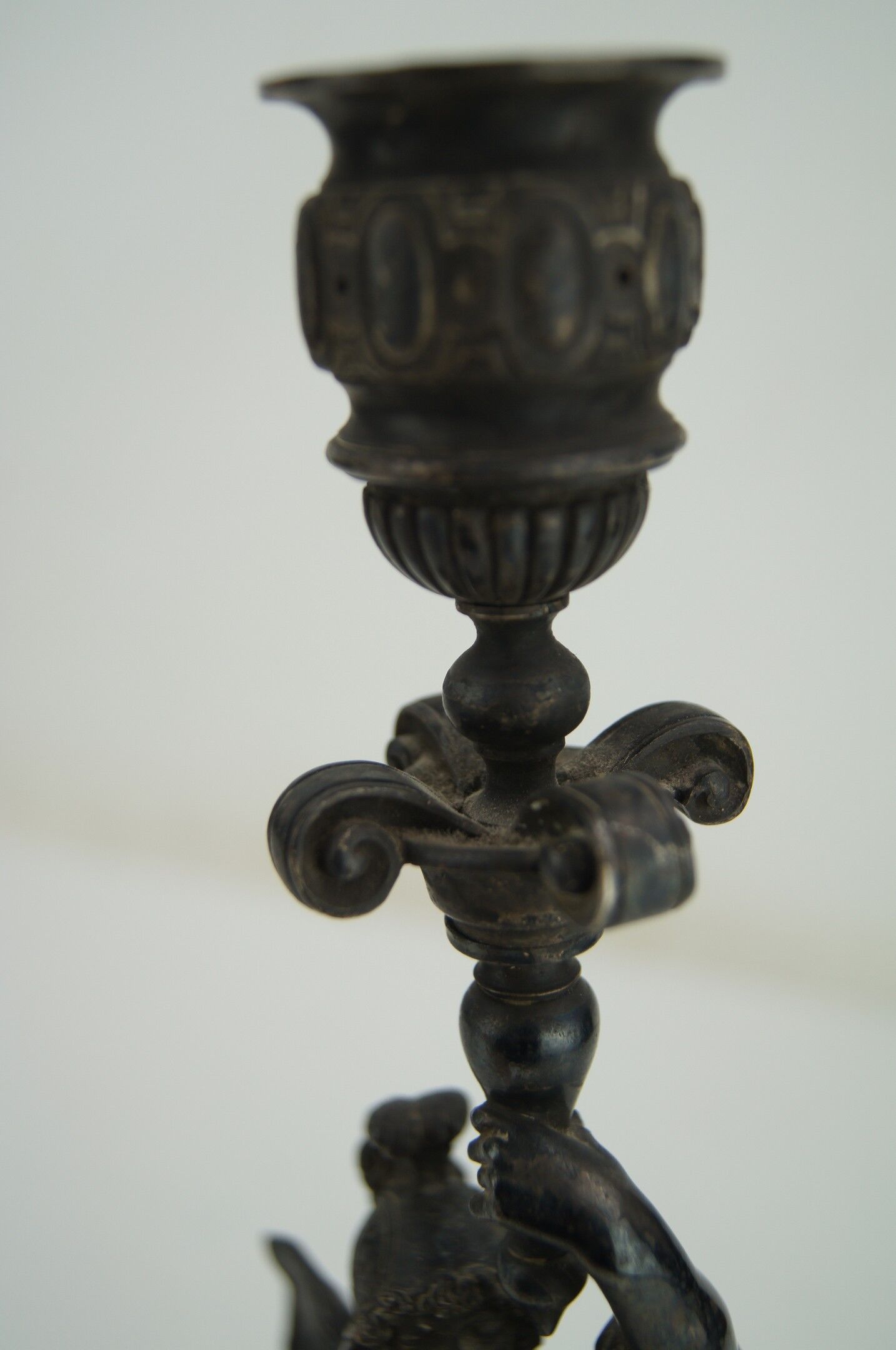 Silver bronze torch pair Paul Dubois