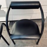 Danish design chairs from the 80s, metal and leatherette