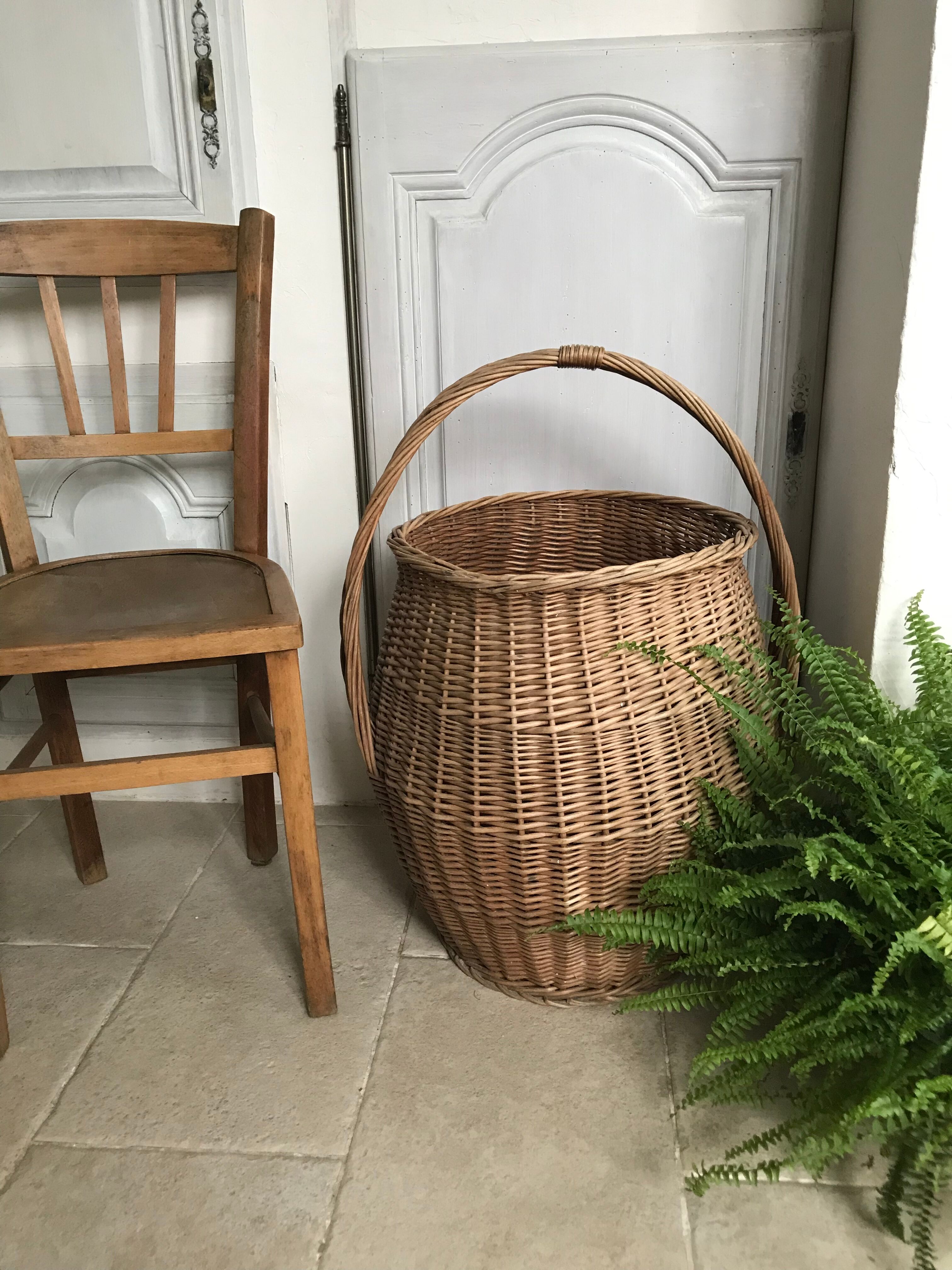 Panier en osier vintage 70 cm