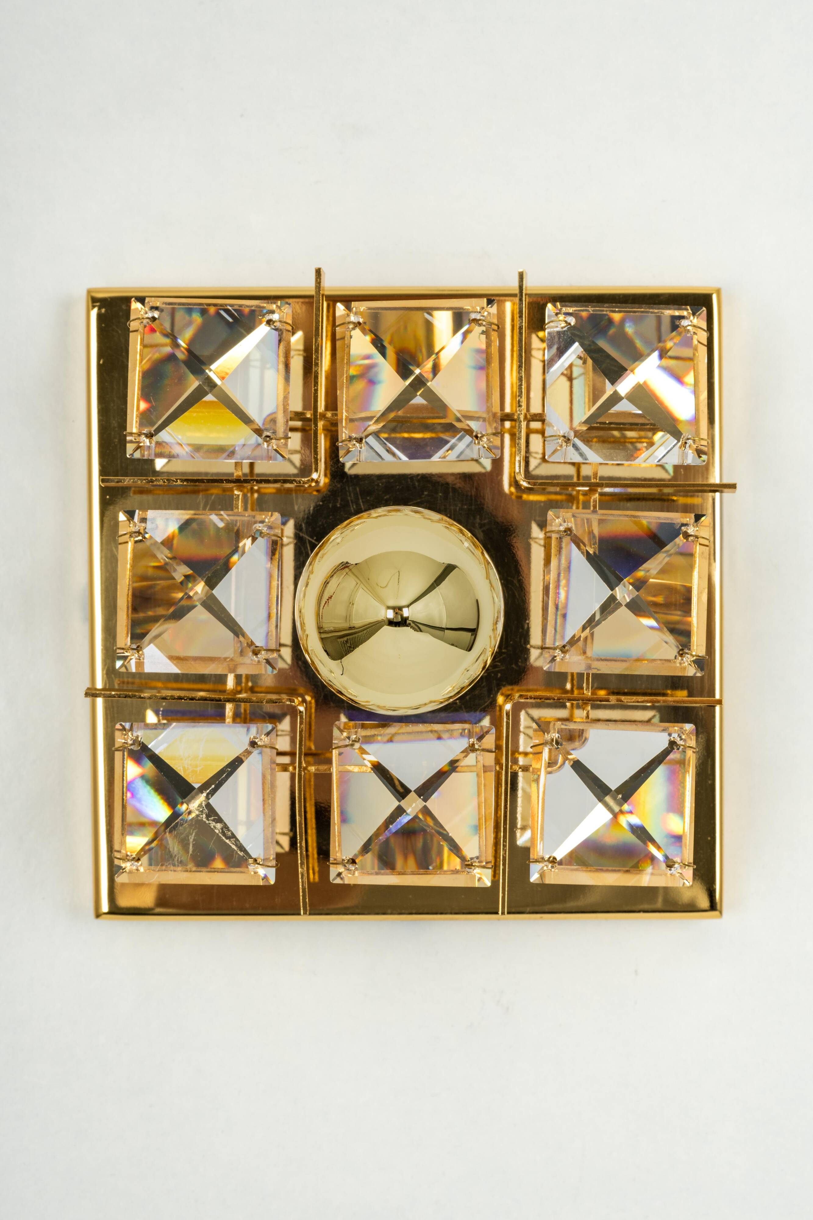 Golden Brass Wall Sconce in the Shape of a Flower by Palwa, Germany, 1970s