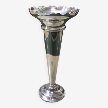 Vase en métal argenté anglais des années 1950