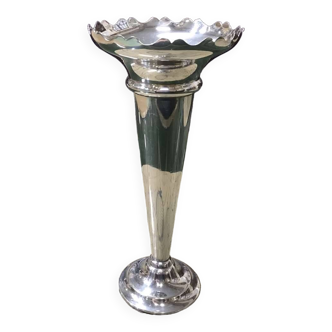 1950s English silver metal vase