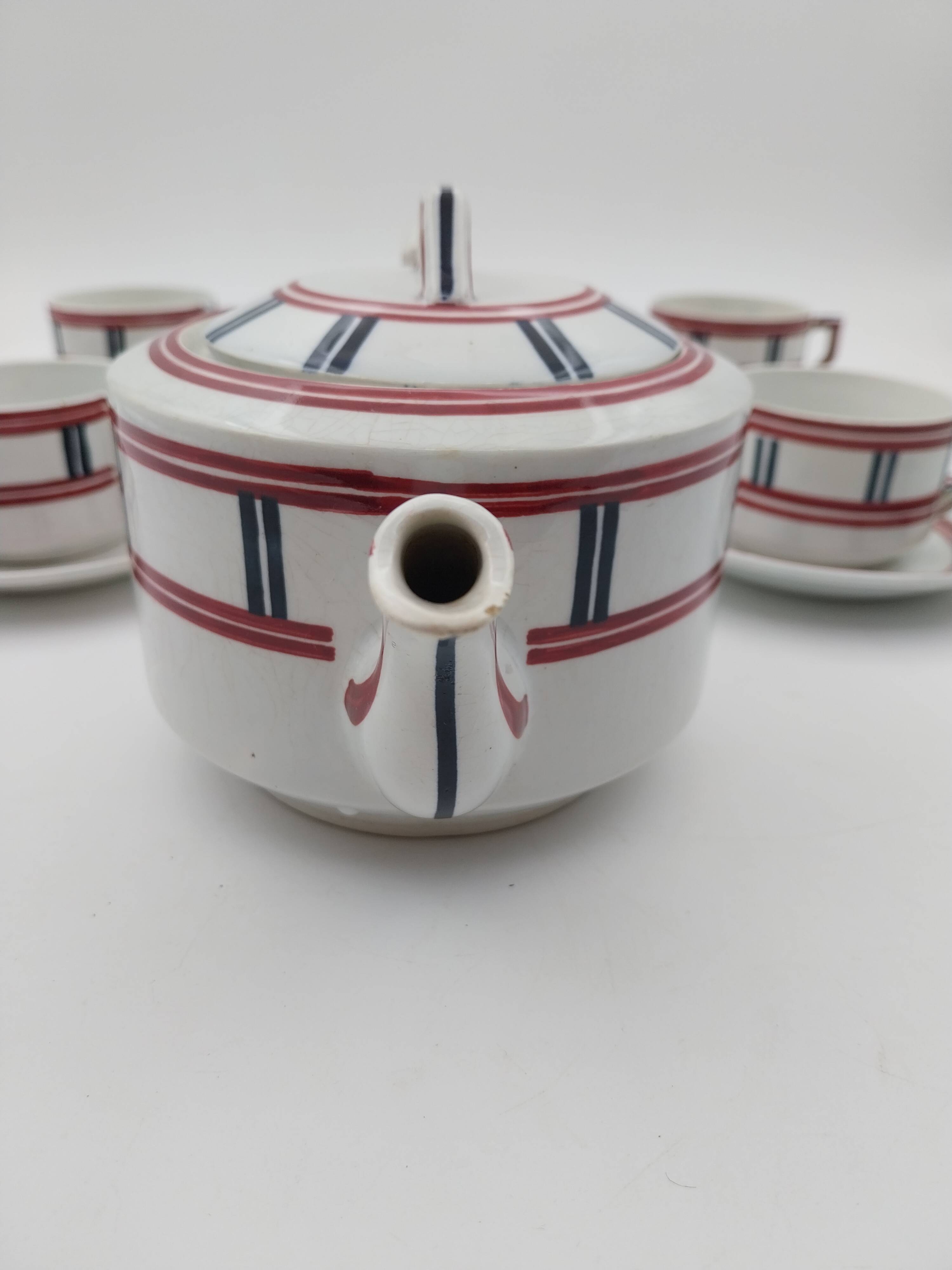 Service Basque théière 5 tasses et 5 soucoupes