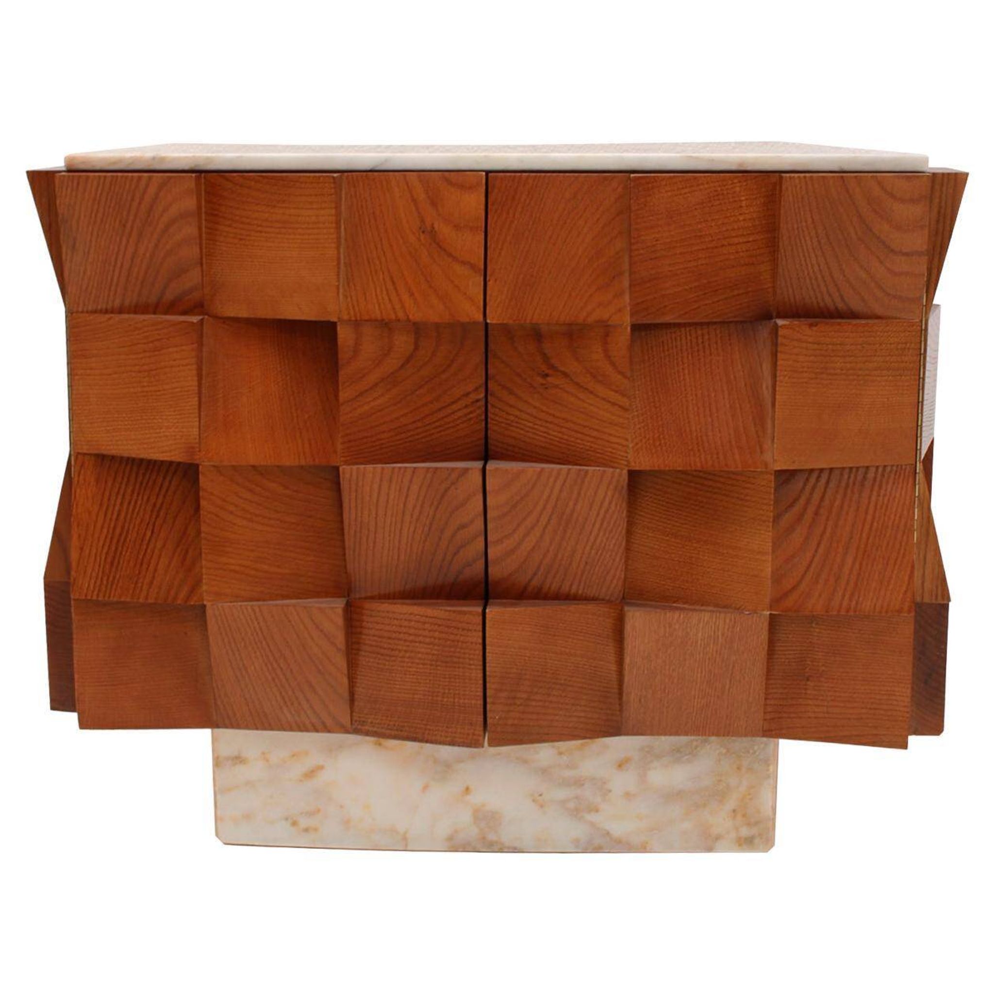 Buffet de style brutaliste en bois et marbre de Sienne, Italie
