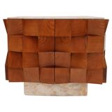 Brutalist Style Sideboard Made of Wood and Siena Marble, Italy