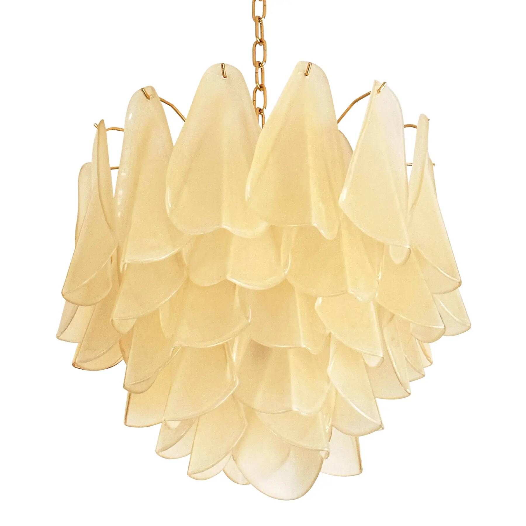 Contemporary Modern Sanded Champagne "Rondini" Murano Chandelier by Simoeng