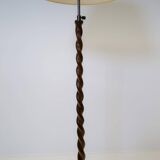 Organic whirlwind floor lamp in stained birch, Art Deco, Sweden, 1940s.