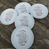 Series of 5 cheese plates, vintage