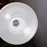 Sheet metal chandelier perforated by holophane circa 1950