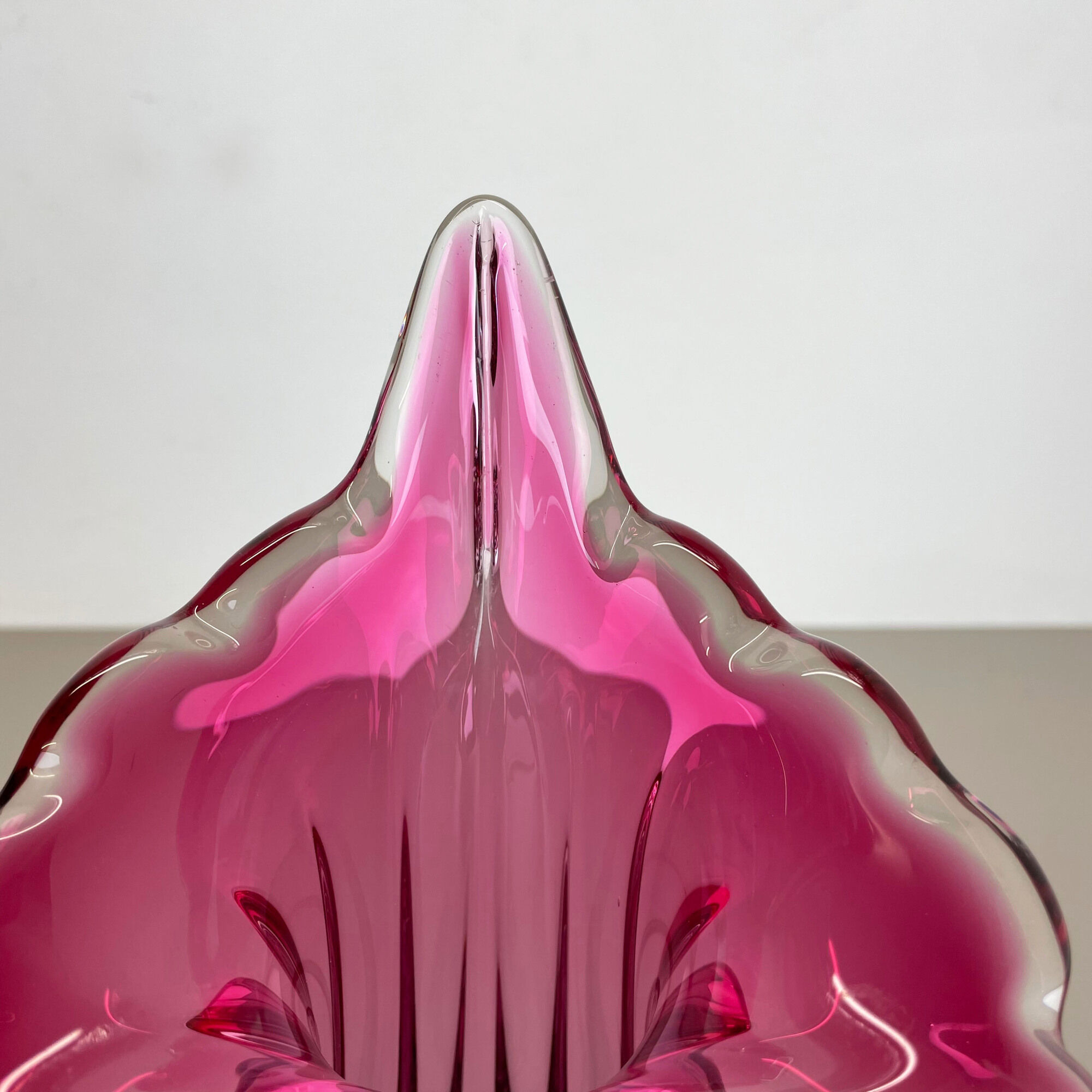 Multi-color pink floral Murano glass Sommerso vase italy, 1970s