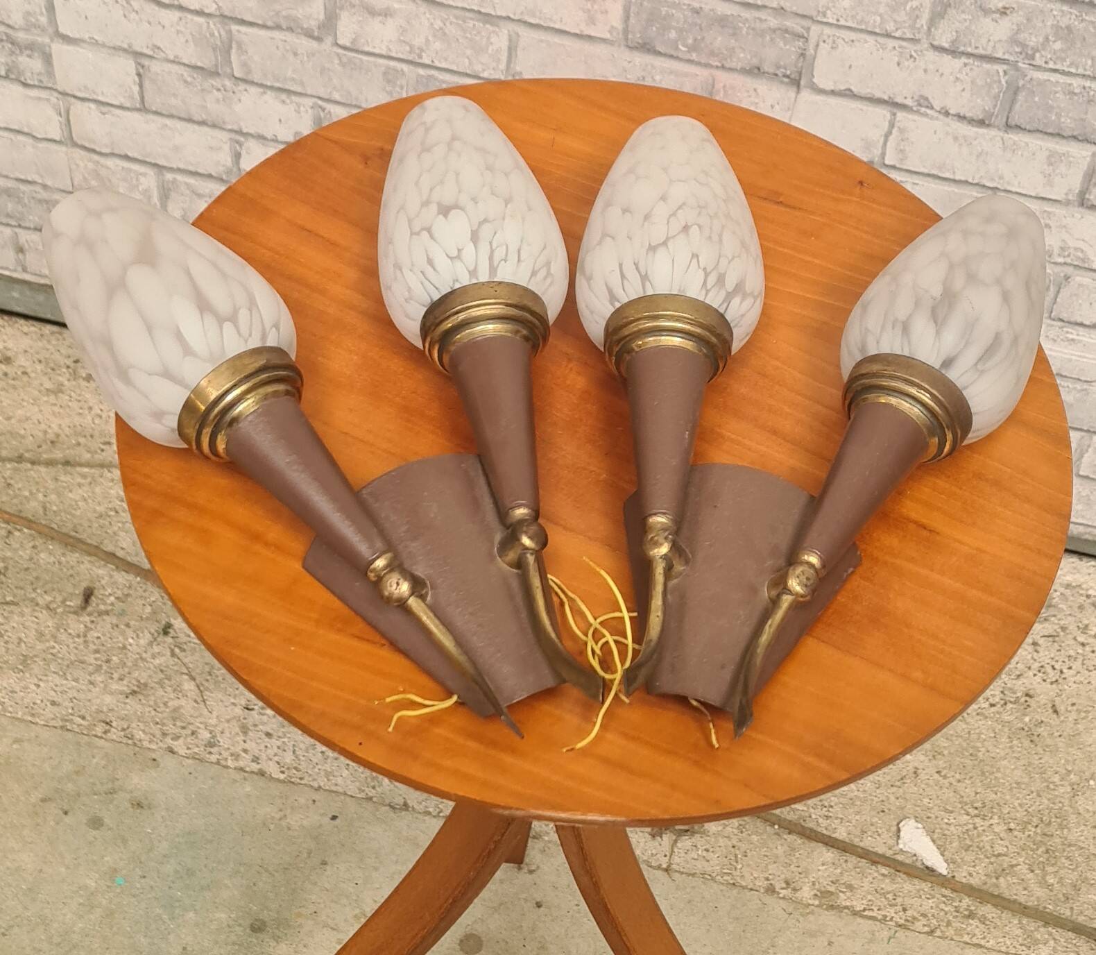 pair of wall lights 1950 to 60 with clichy tulip 27x18