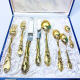 Prestige case for Odiot cutlery, solid silver and gold