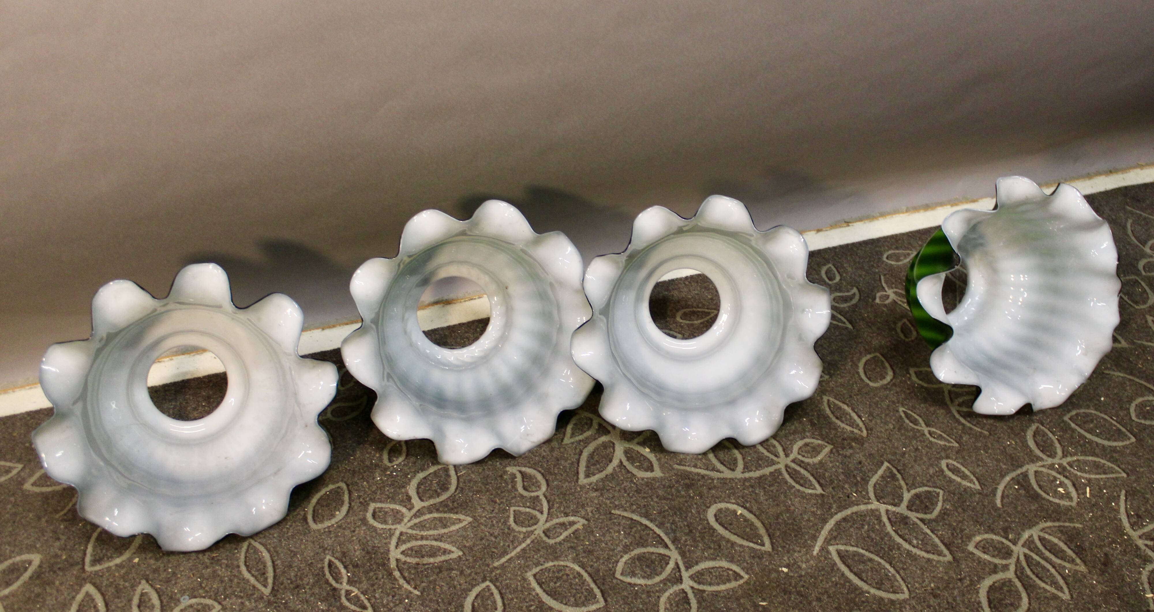 Set of 4 Large Tulips in Opal Glass, Height 32 cm