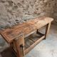 Rustic old workbench, carpenter's bench, console, washbasin unit, around 1900.
